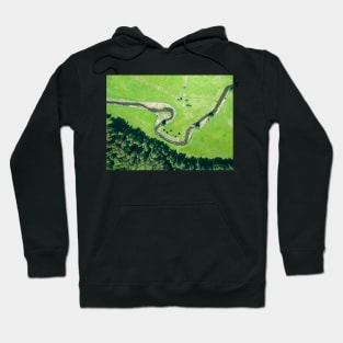 Aerial view of canoes on Rospuda river on a sunny day Hoodie